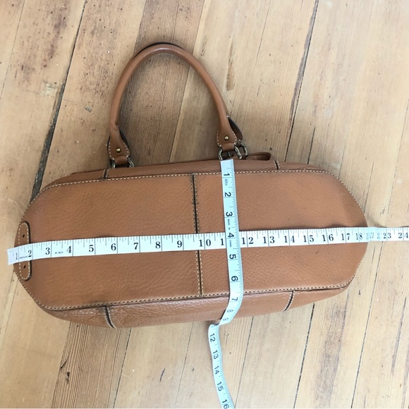 Cole Haan large belted turn lock satchel brown pebbled leather tote handbag - Picture 11 of 12